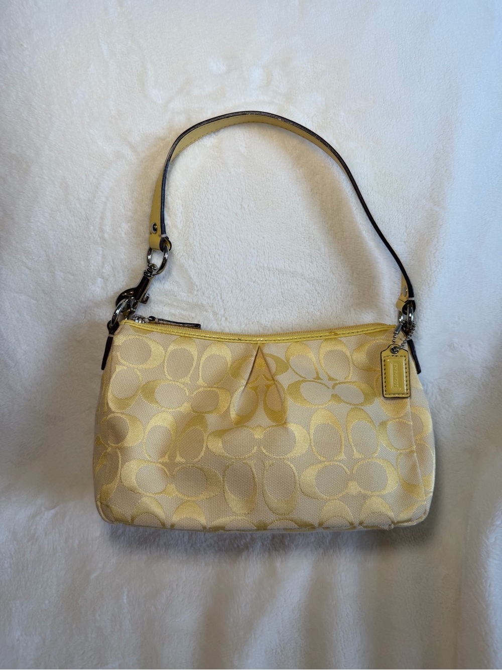 Coach Signature Yellow Canvas Demi Shoulder Bag